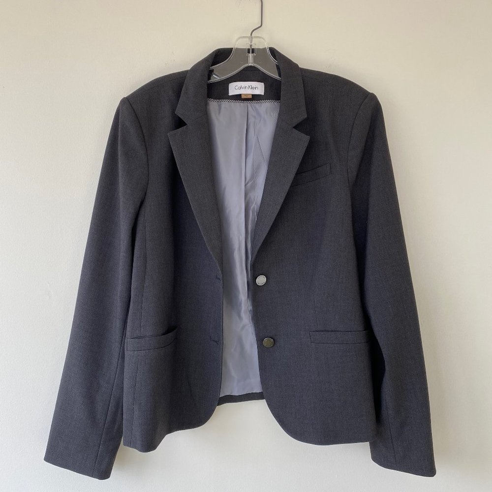 Grey / Gray Calvin Klein Suit Blazer Size 16